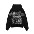 Φούτερ με κουκούλα Represent Customs Monochrome Icons μαύρο