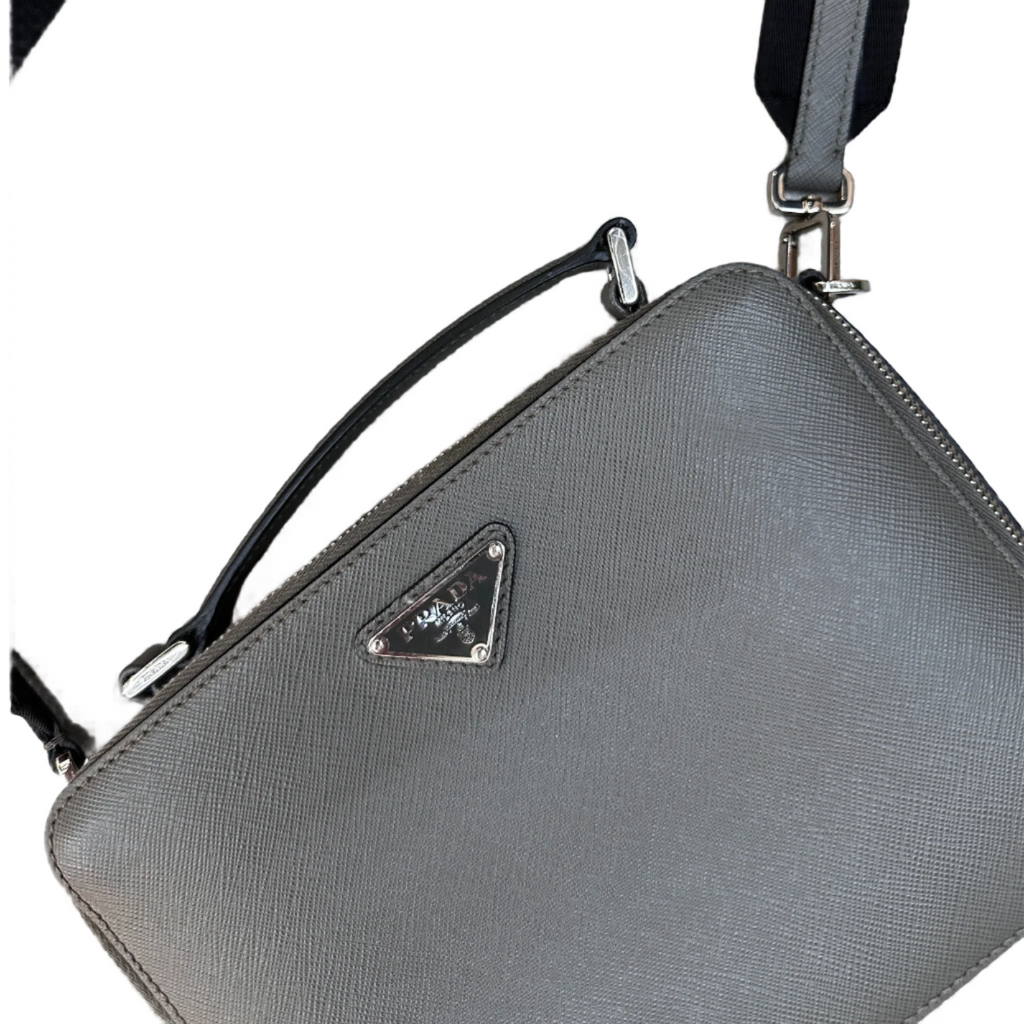 Prada Saffiano Leather Crossbody Bag – Grey