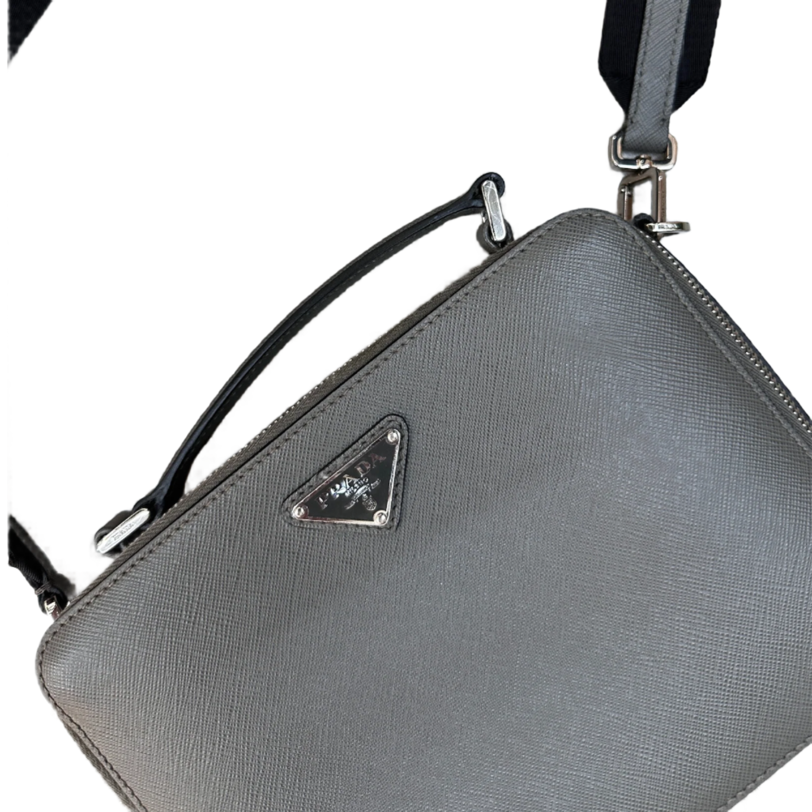 Prada Saffiano Leather Crossbody Bag – Grey