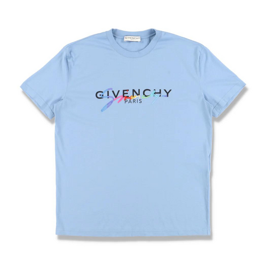 Givenchy Rainbow Signature Logo T-Shirt Baby Blue