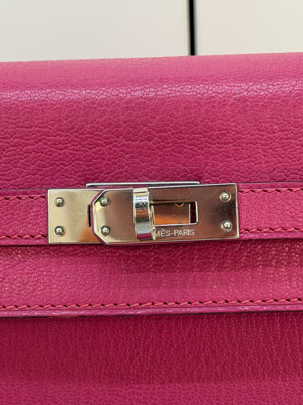 Hermès Kelly Sellier 25 Rose Pourpre Epsom Palladium Hardware