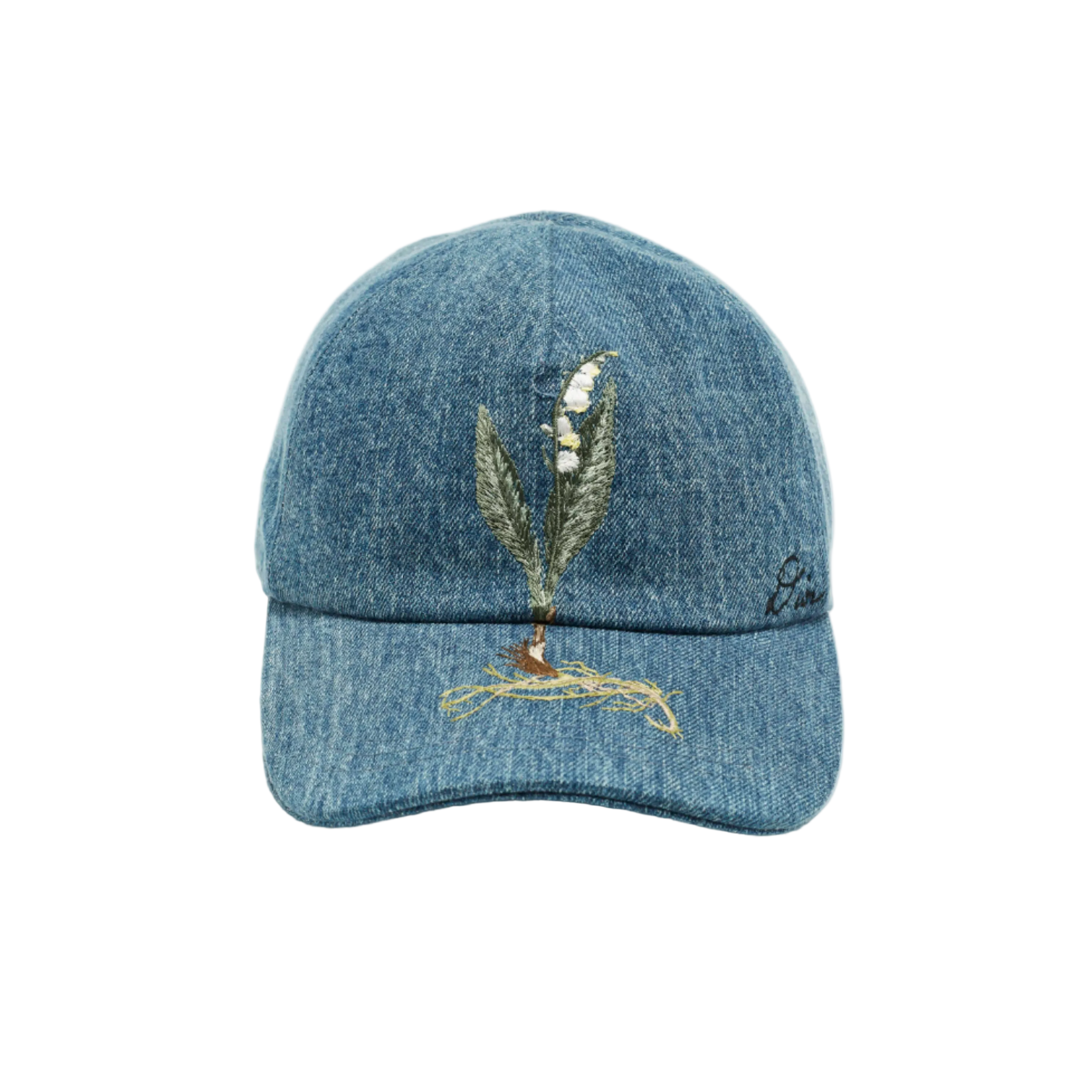 Dior Homme Blue Lily Embroidered Denim Baseball Cap