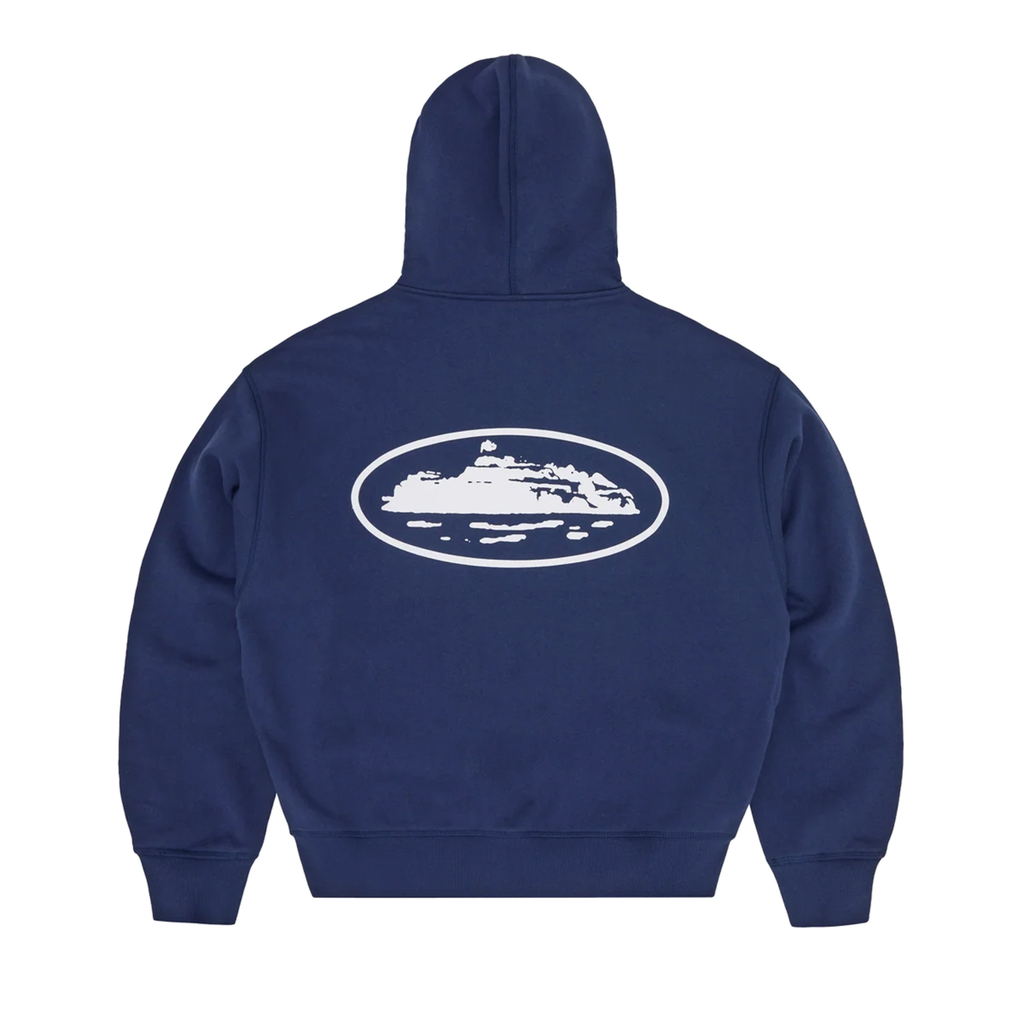 Corteiz Island Puff Print Zip Hoodie Navy