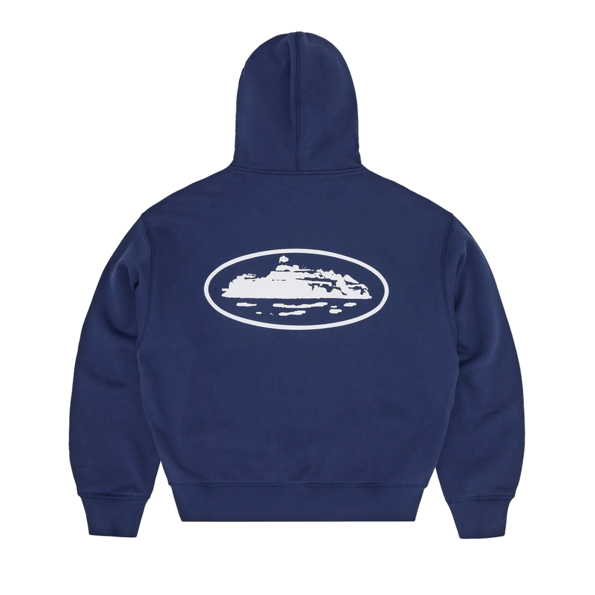 Corteiz Island Puff Print Zip Hoodie Navy