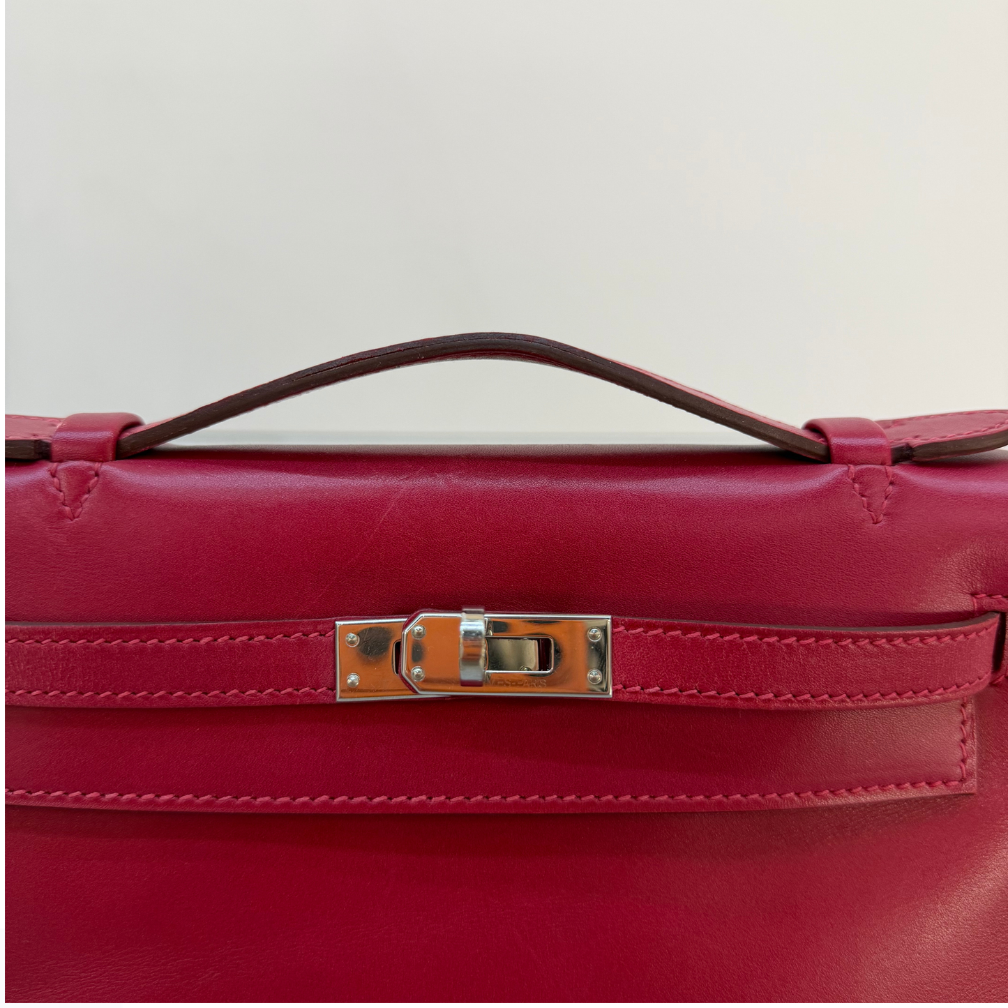Hermes Pochette Kelly Handbag in Ruby Red