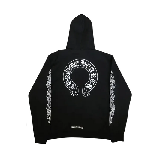 Chrome Hearts Horseshoe Floral Hoodie 'Black'