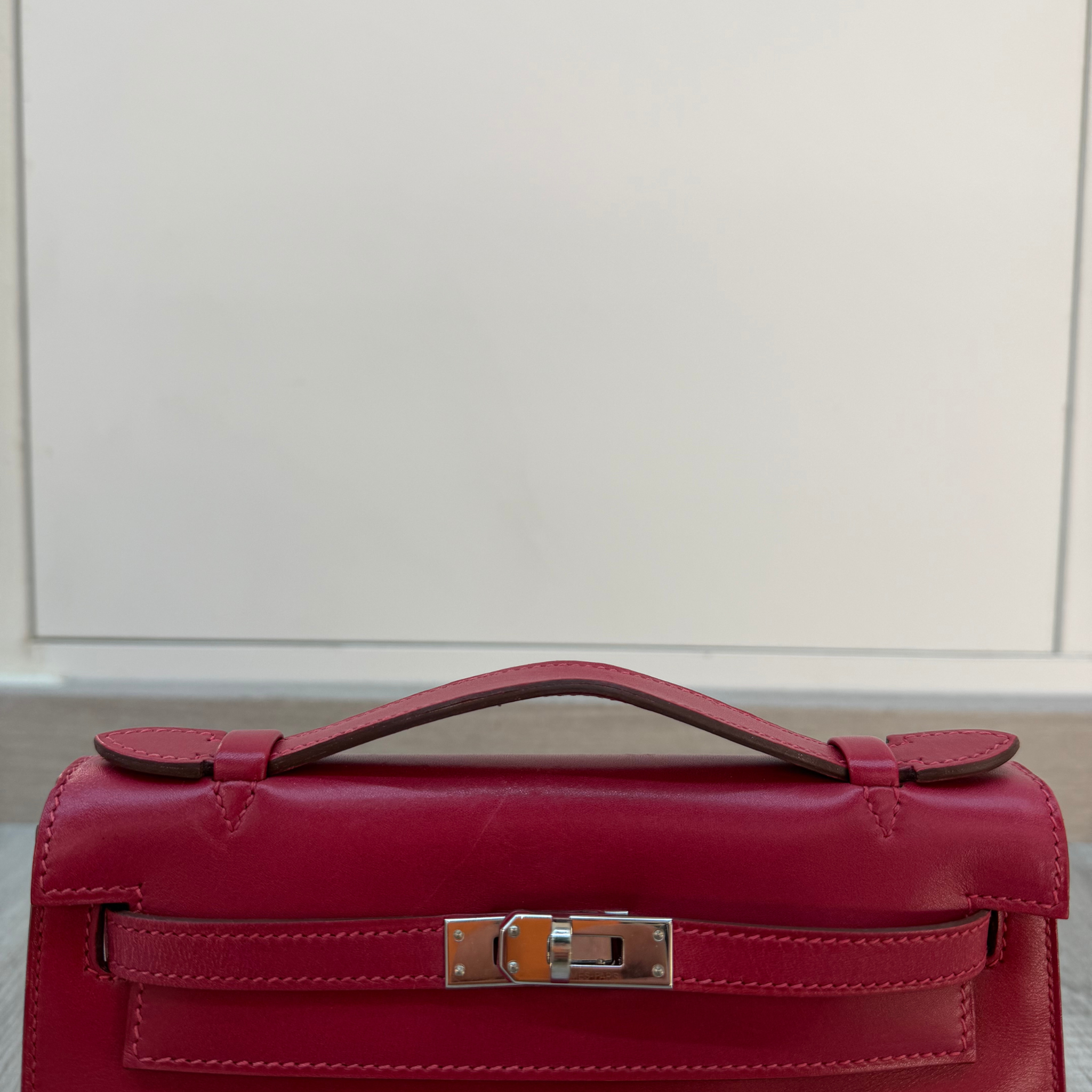Hermes Pochette Kelly Handbag in Ruby Red