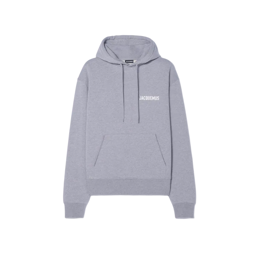 Jacquemus Men's Logo Embroidered Hoodie - Gray