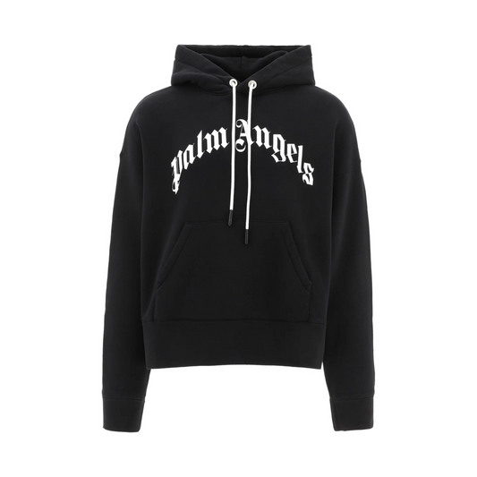 Palm Angels Curved Logo Hoodie Black/White