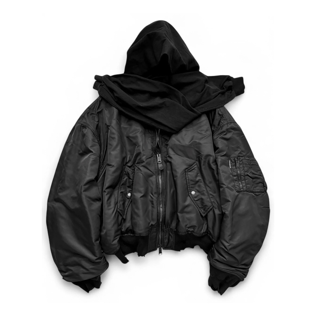 Balenciaga Incognito Silk Padded Distressed Bomber