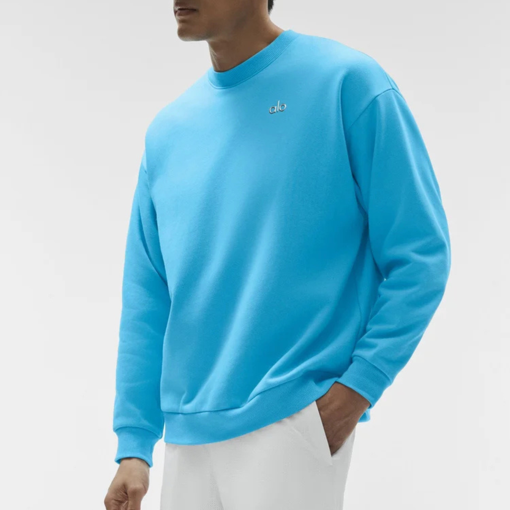 Alo Accolade Crew Neck Pullover Azure Blue