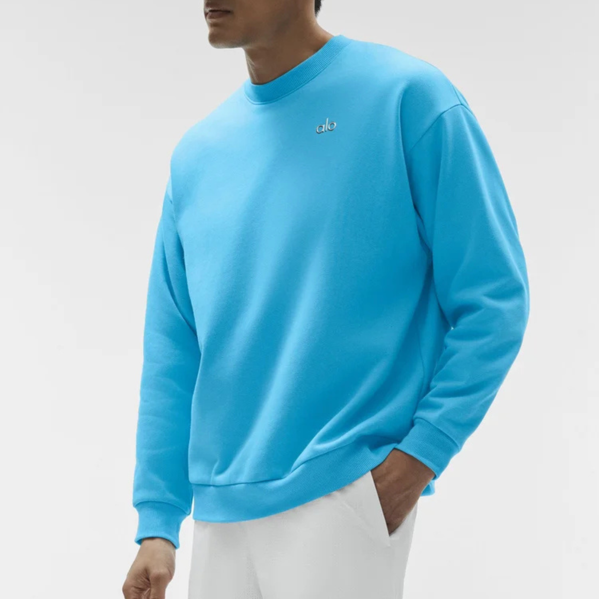 Alo Accolade Crew Neck Pullover Azure Blue