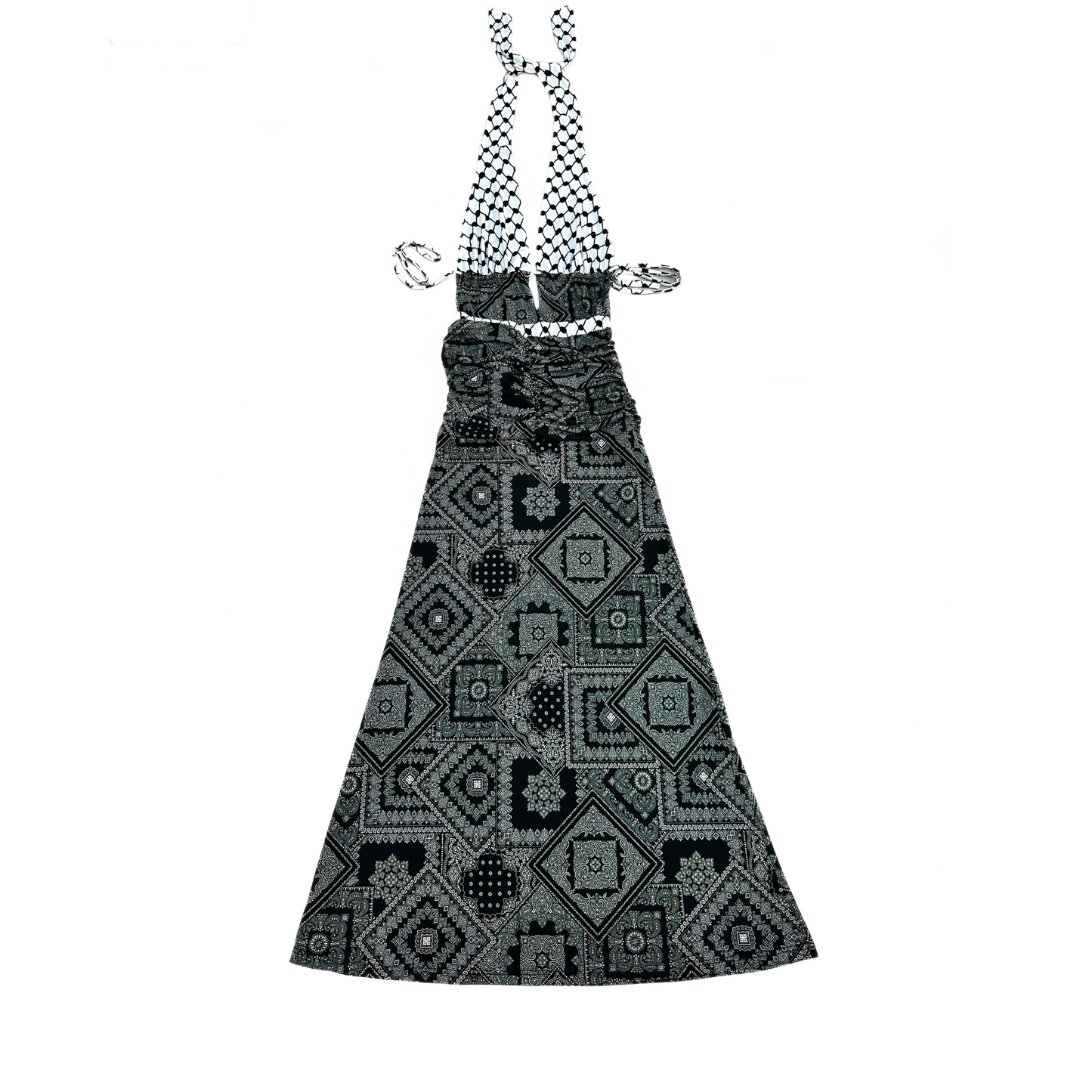 WhoHurtYou Keffiyeh Maxi Dress Pattern Black