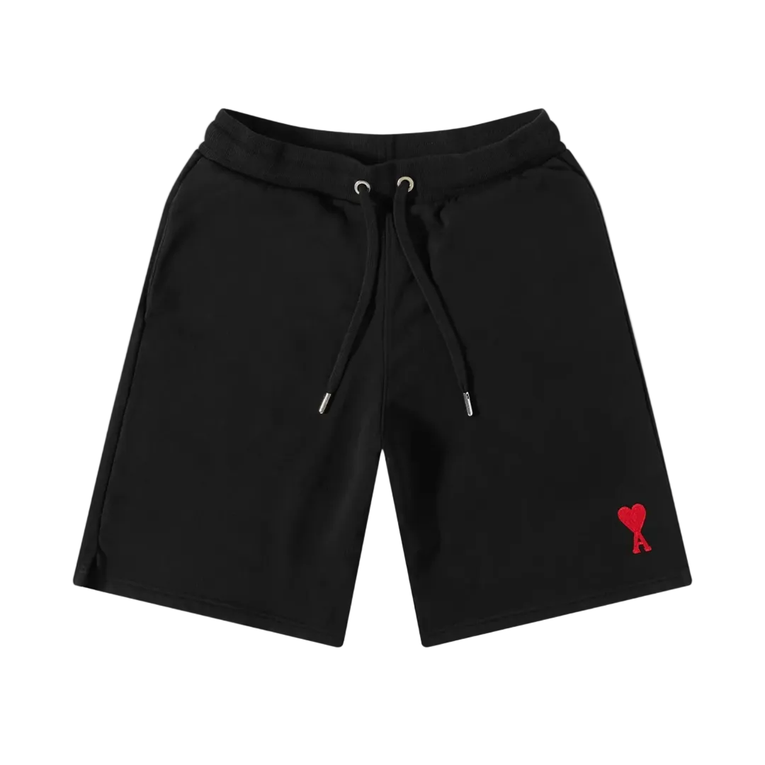 Ami Paris Small A Heart Shorts 'Black/Red'