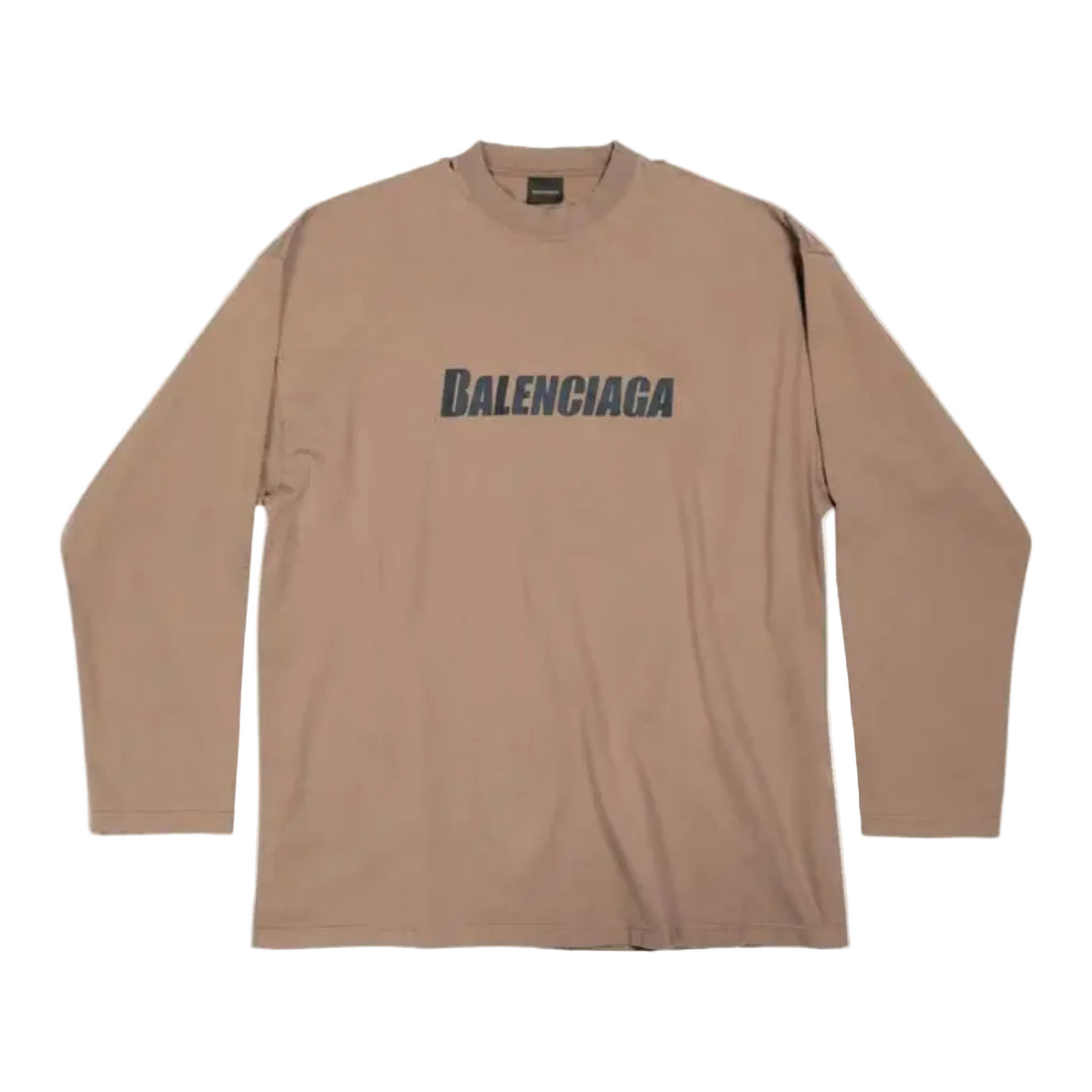 Balenciaga Logo-Print Long-Sleeved T-shirt Brown