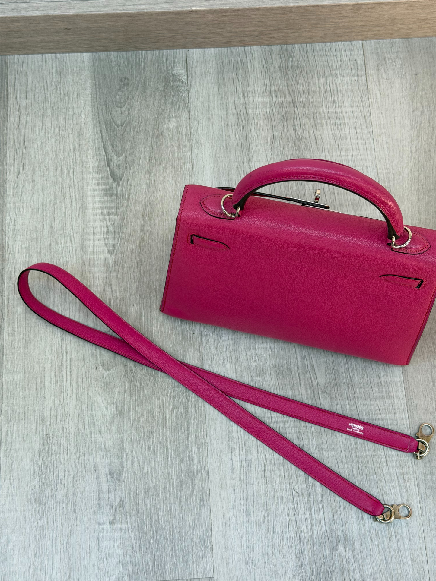 Hermès Kelly Sellier 25 Rose Pourpre Epsom Palladium Hardware