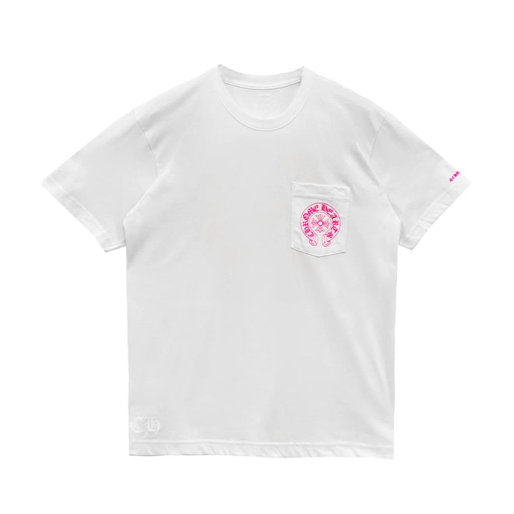 Chrome Hearts Pink Horseshoe Logo Tee White