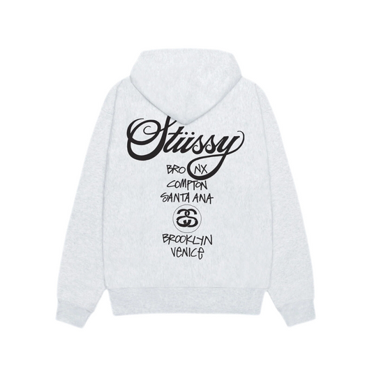 Stussy World Tour Hoodie 'Ash Heather'