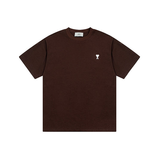 AMI Paris  de Coeur logo-embroidered T-shirt Brown