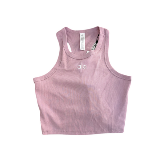 Alo Yoga Aspire Cropped Cotton-Blend Tank Top Pink/White