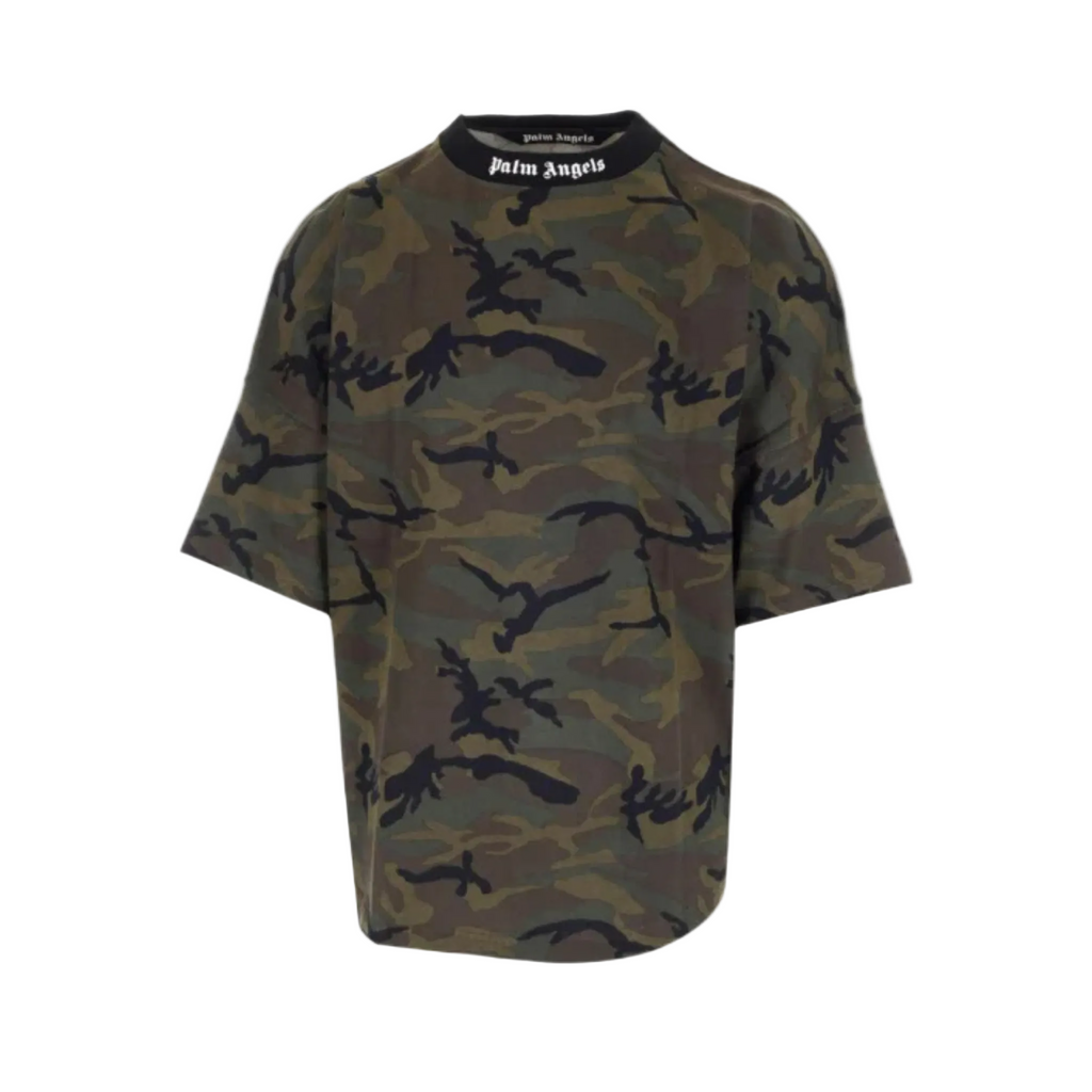 Palm Angels Καμουφλάζ Τυπωμένο T-Shirt με Στρογγυλή Λαιμόκοψη