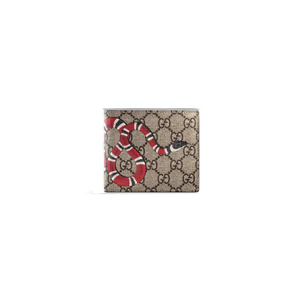 Gucci Kingsnake GG Print Bi-fold Supreme Wallet Beige