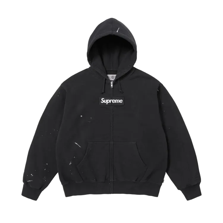 Supreme MM6 Maison Margiela Box Logo Zip Up Hooded Sweatshirt Black