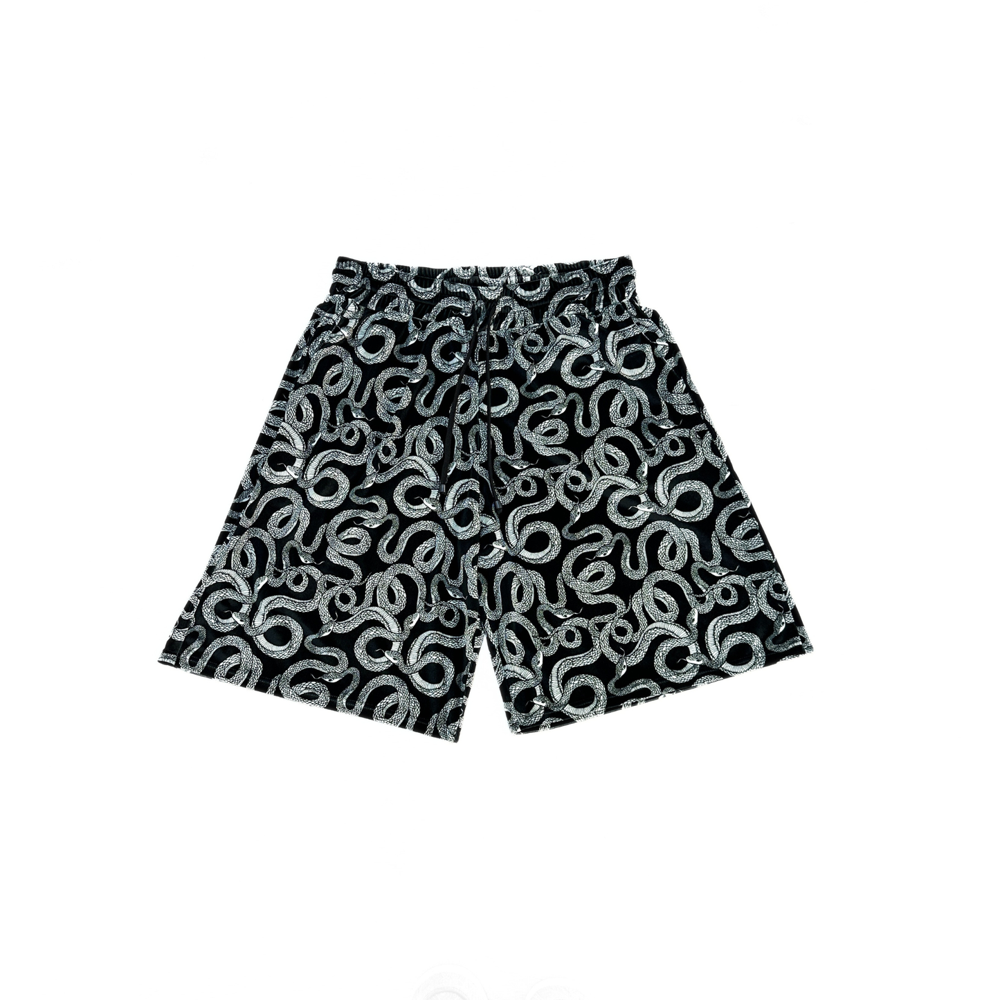 WhoHurtYou Snake Pattern Velvet Bermuda Black/Grey