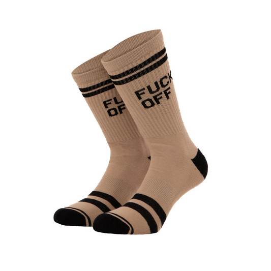 Bee Unusual 'Fuck Off' beige socks