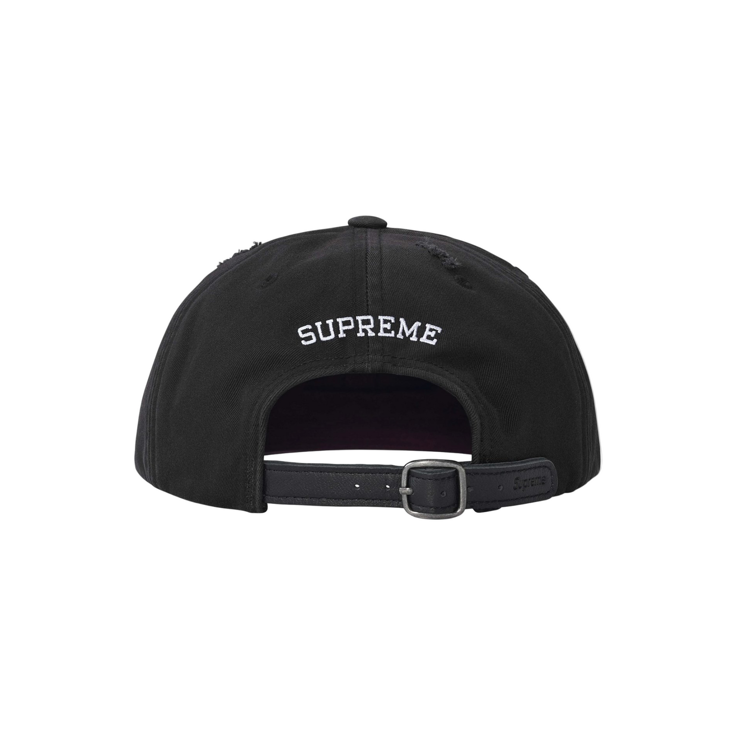 Supreme Distressed Script 6-Panel Hat Black