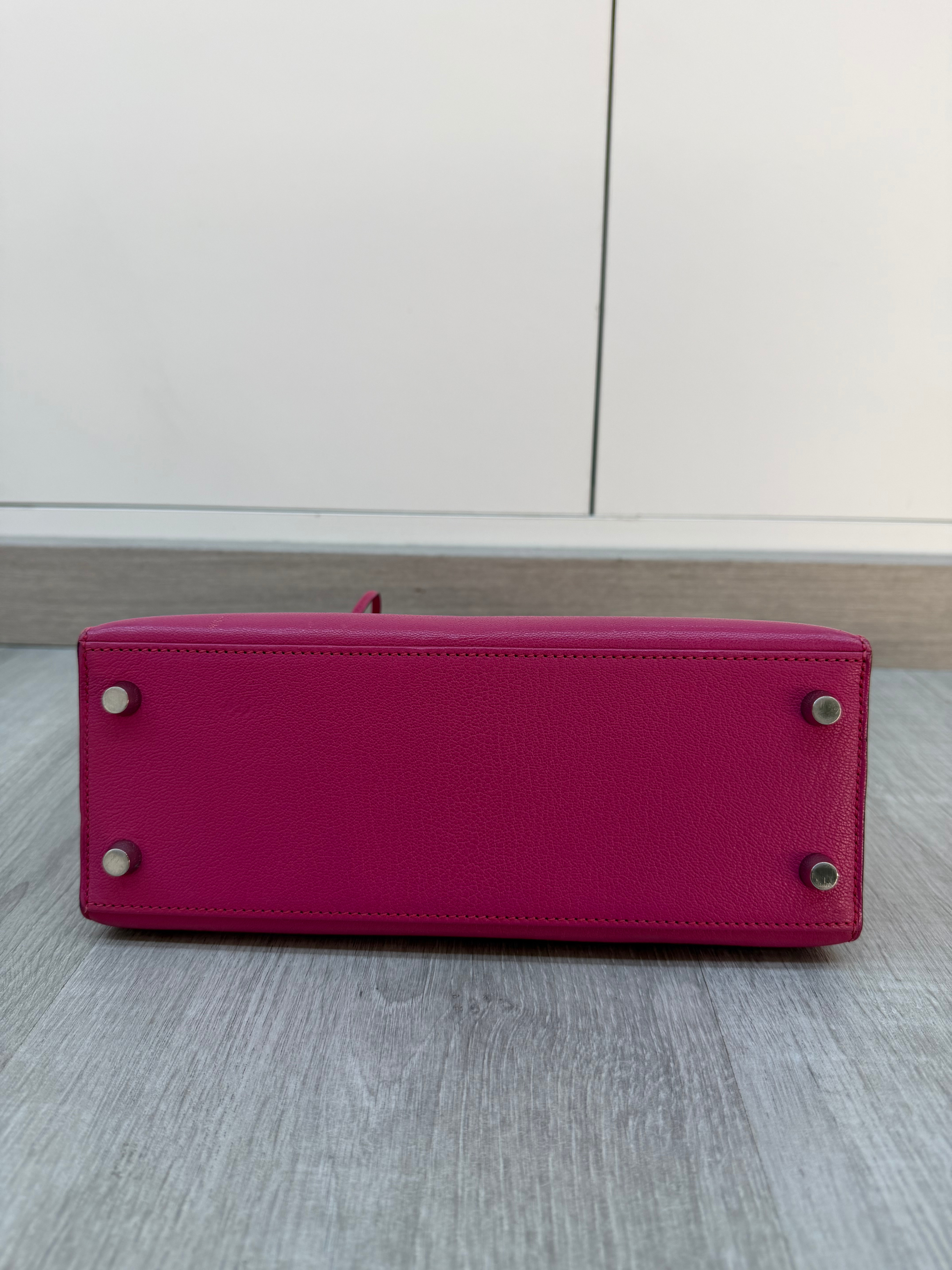 Hermès Kelly Sellier 25 Rose Pourpre Epsom Palladium Hardware