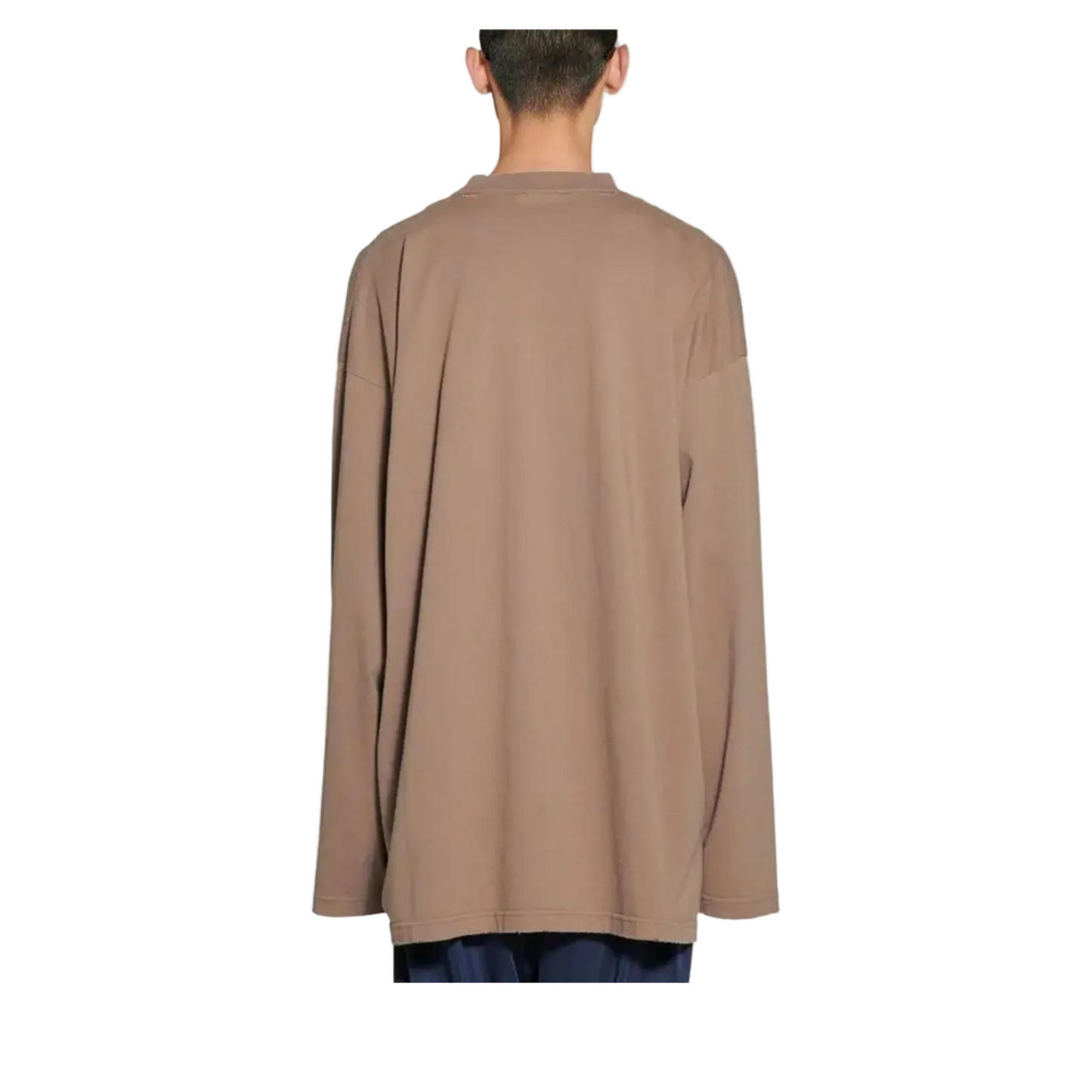 Balenciaga Logo-Print Long-Sleeved T-shirt Brown
