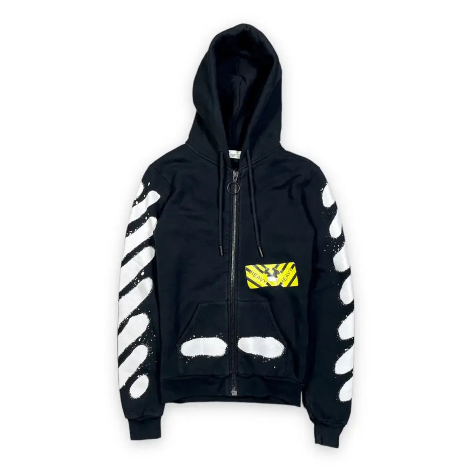 Off White Heavy Paint Zip Up Black Hoodie OG Market