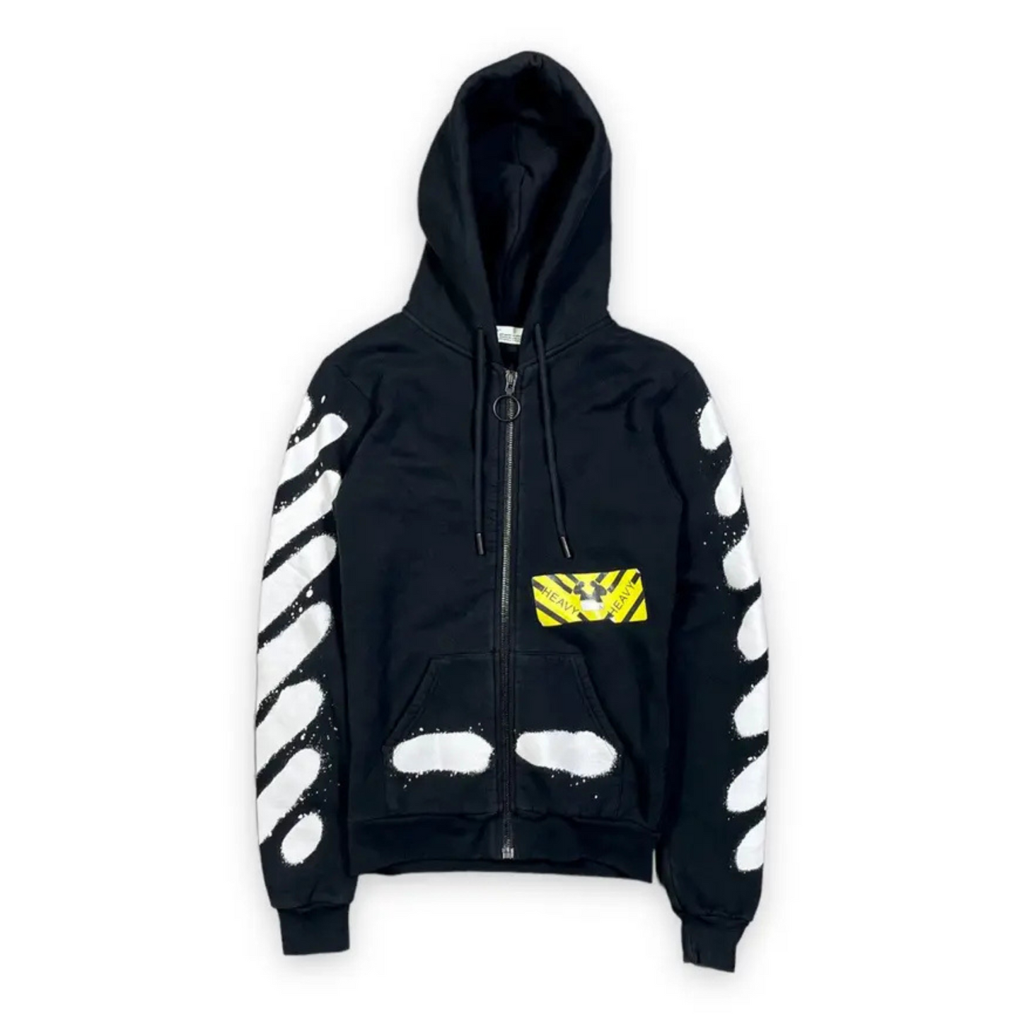 Off-White™ Heavy Paint Zip-Up Black Hoodie