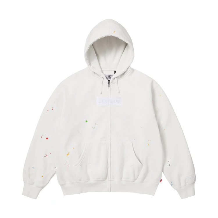 Supreme MM6 Maison Margiela Box Logo Zip Up Φούτερ με Κουκούλα Λευκό