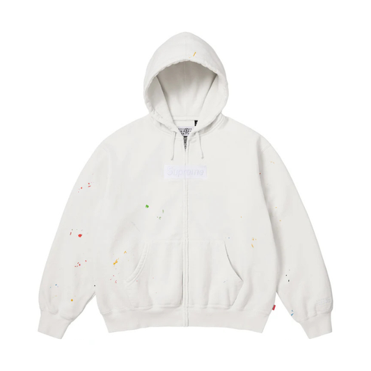 Supreme MM6 Maison Margiela Box Logo Zip Up Hooded Sweatshirt White
