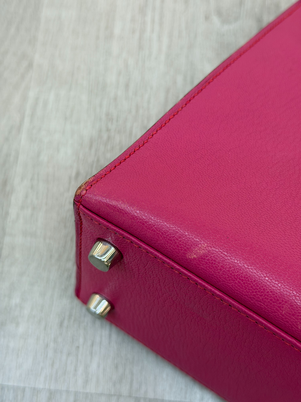 Hermès Kelly Sellier 25 Rose Pourpre Epsom Palladium Hardware