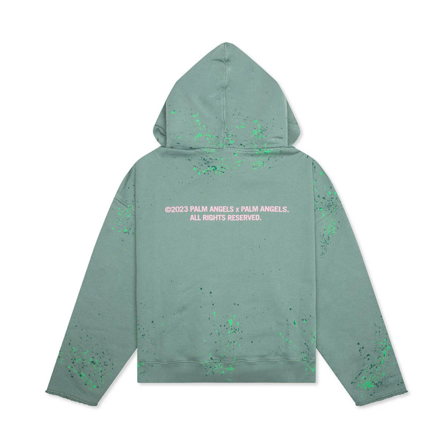 Palm Angels PXP Painted Raw Cut Hoodie - Green/Pink