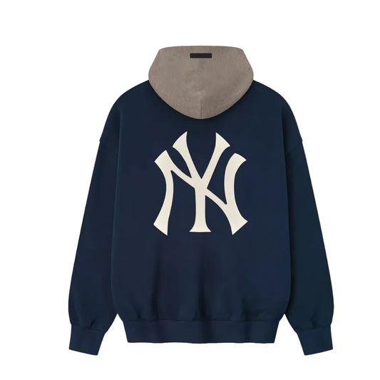 Fear of God Essentials Yankees Sport Hoodie 'Midnight Navy/Homestead Heather'