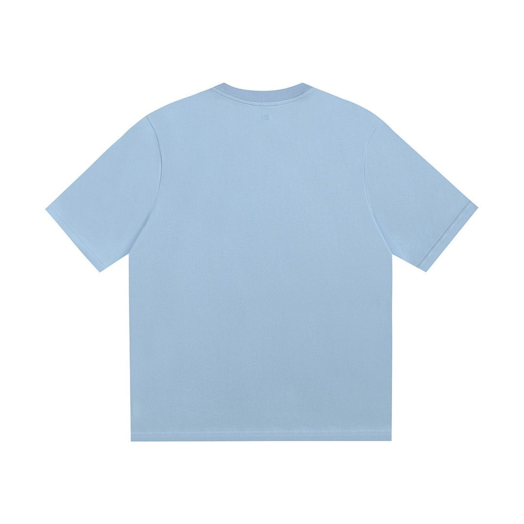 AMI Paris  de Coeur logo-embroidered T-shirt Baby Blue
