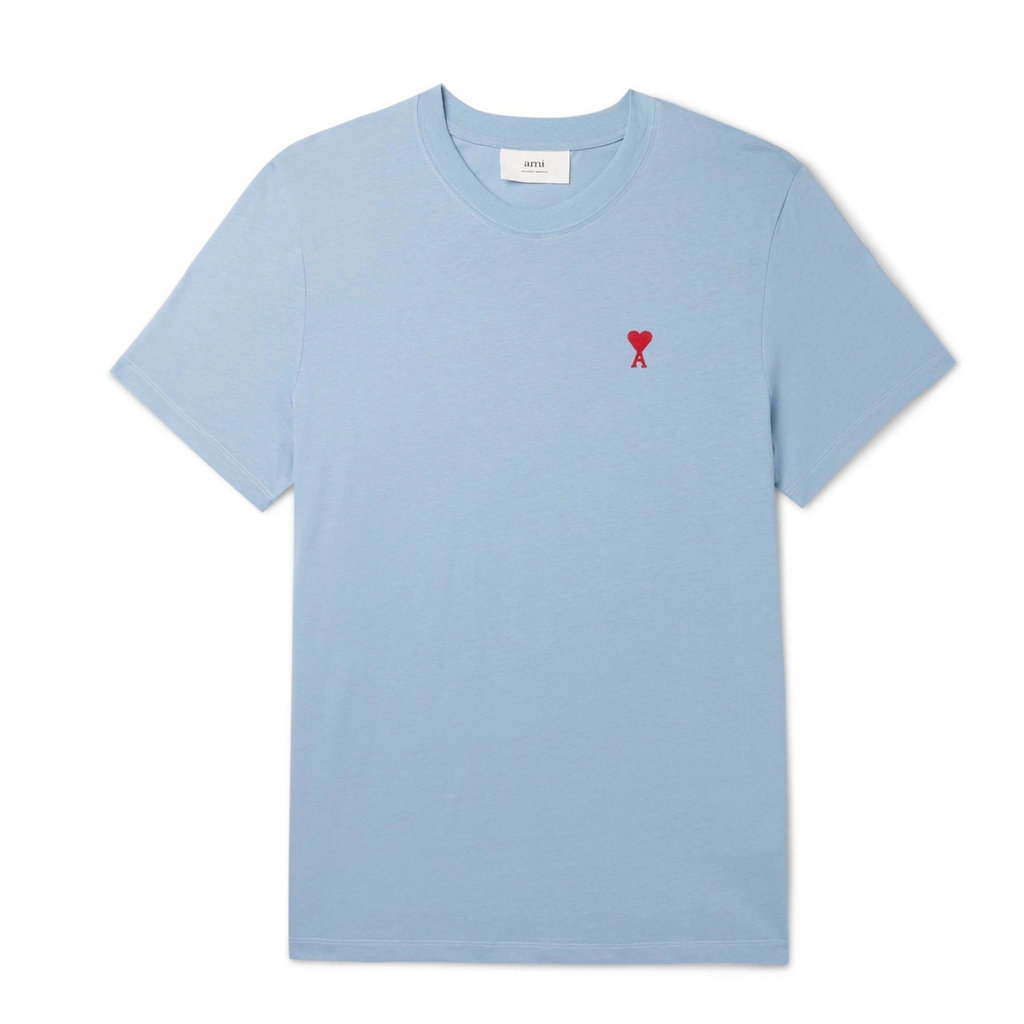 AMI Paris - Logo-Embroidered Cotton-Jersey T-Shirt - Blue