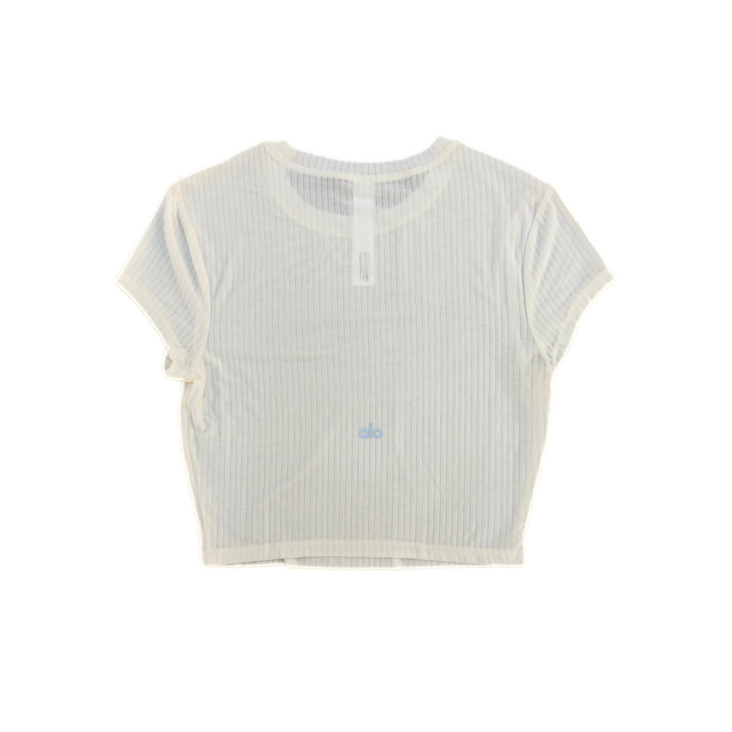 Alo Ribbed Sea Coast Cropped Short Sleeve Tee White