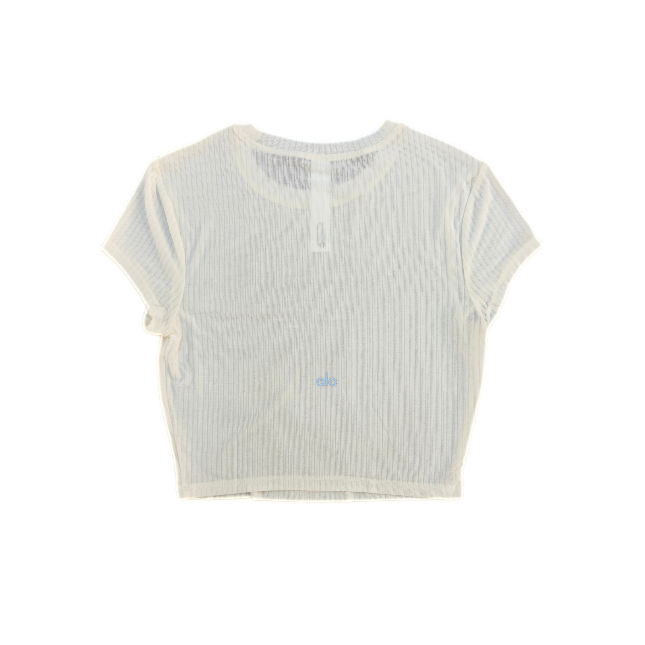 Alo Ribbed Sea Coast Κοντό T-Shirt με Κοντά Μανίκια Λευκό