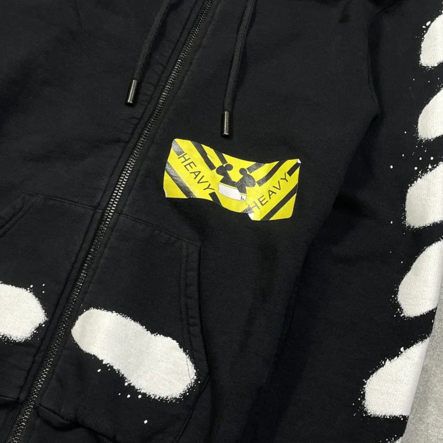 Off-White™ Heavy Paint Zip-Up Black Hoodie