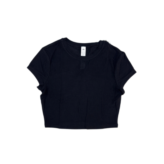 Alo Ribbed Sea Coast Cropped Short Sleeve Tee Black
