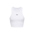 Alo Yoga Aspire Cropped Cotton-Blend Tank Top White/Black ( with boost )
