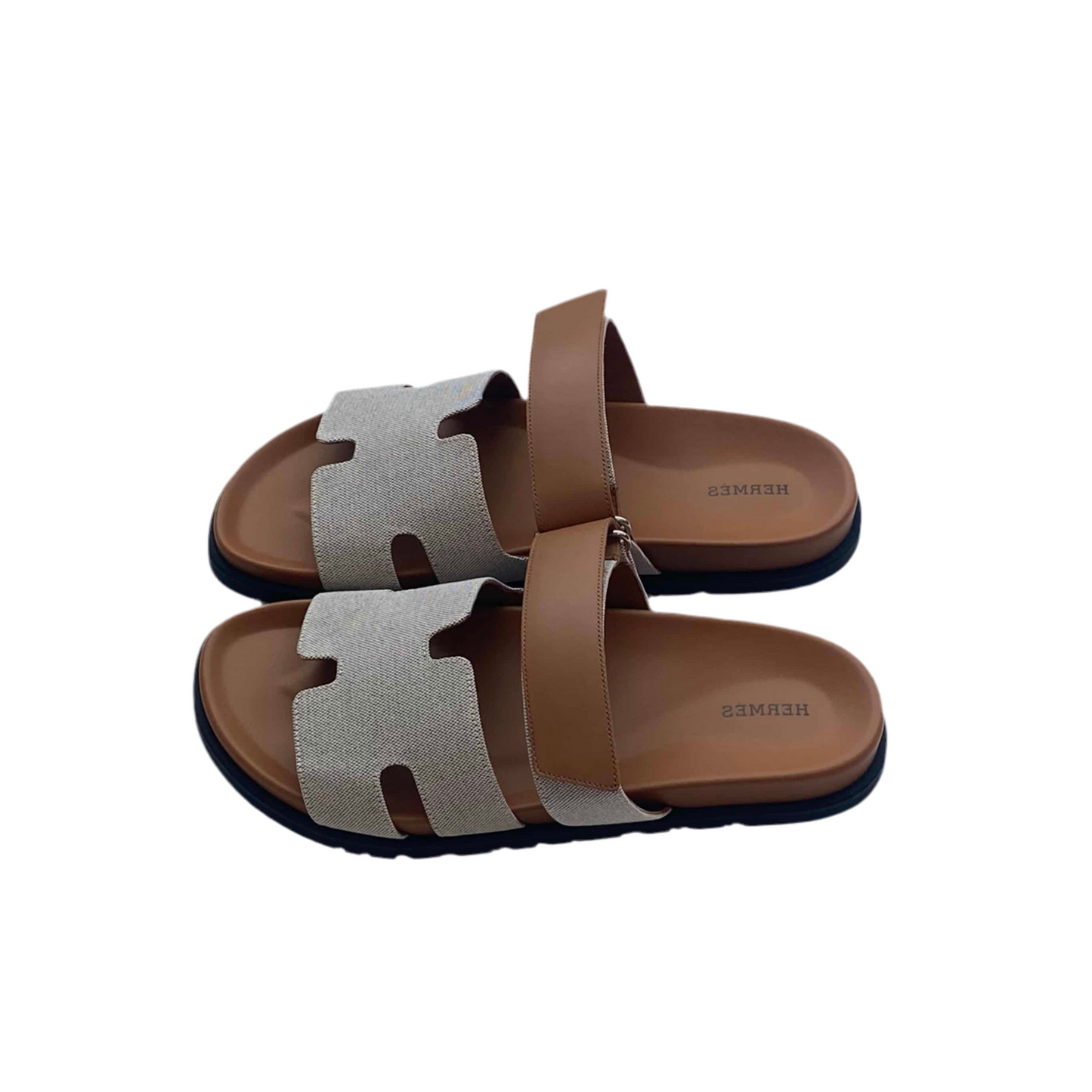 Hermes Chypre Sandals canvas & gold - 48h