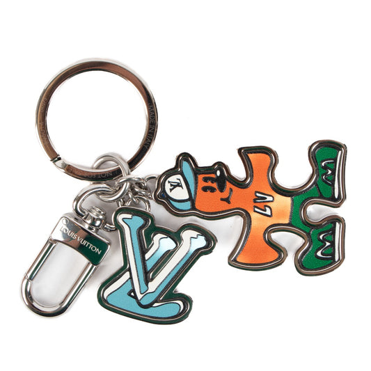 Louis Vuitton puzzle friend charm Blue Orange Silver hardware
