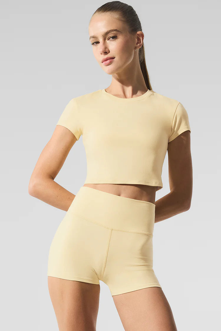 Alo Alosoft Crop Finesse Short Sleeve - Warm Butter