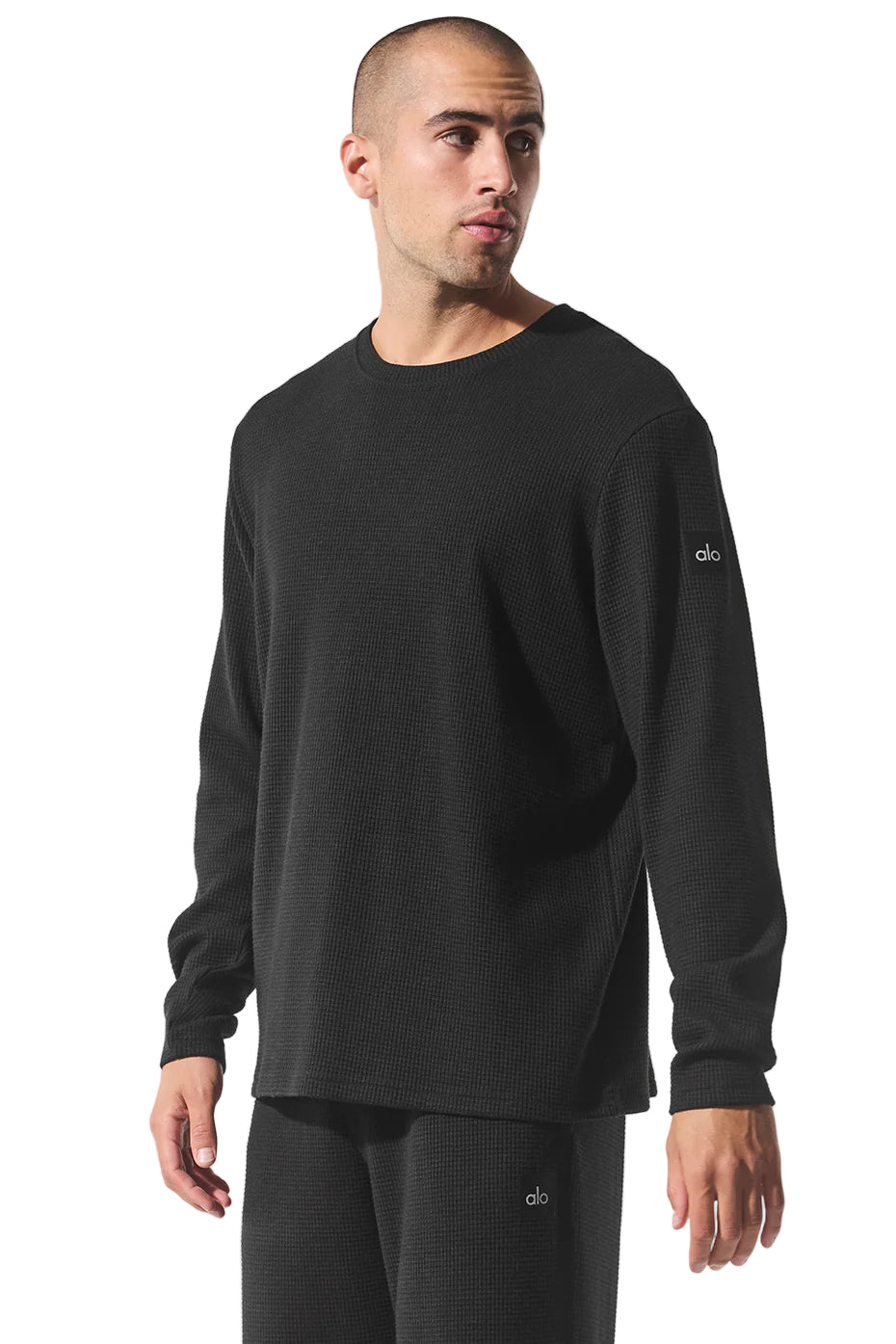 Alo Elevate Waffle Long Sleeve Crew Black